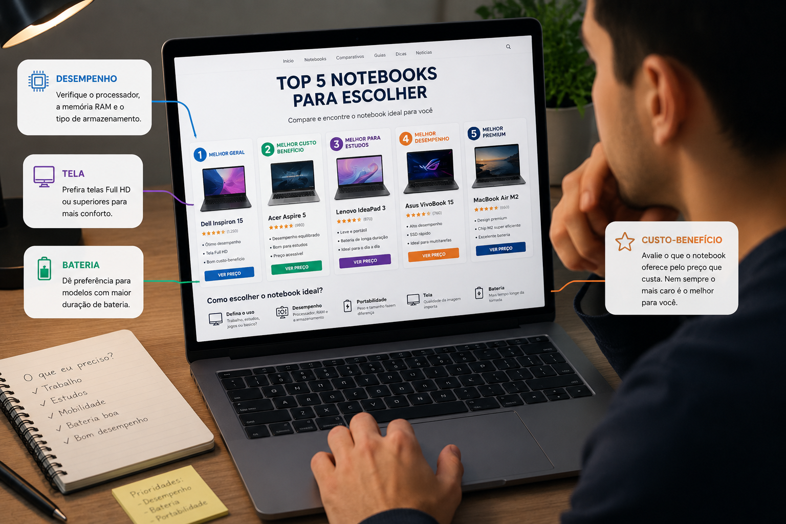 Top 5 notebooks Core i5 para comprar em 2026
